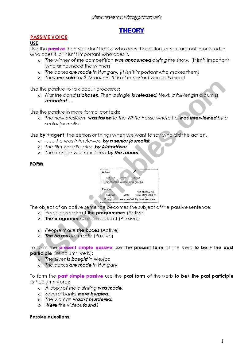 Passive voice worksheet