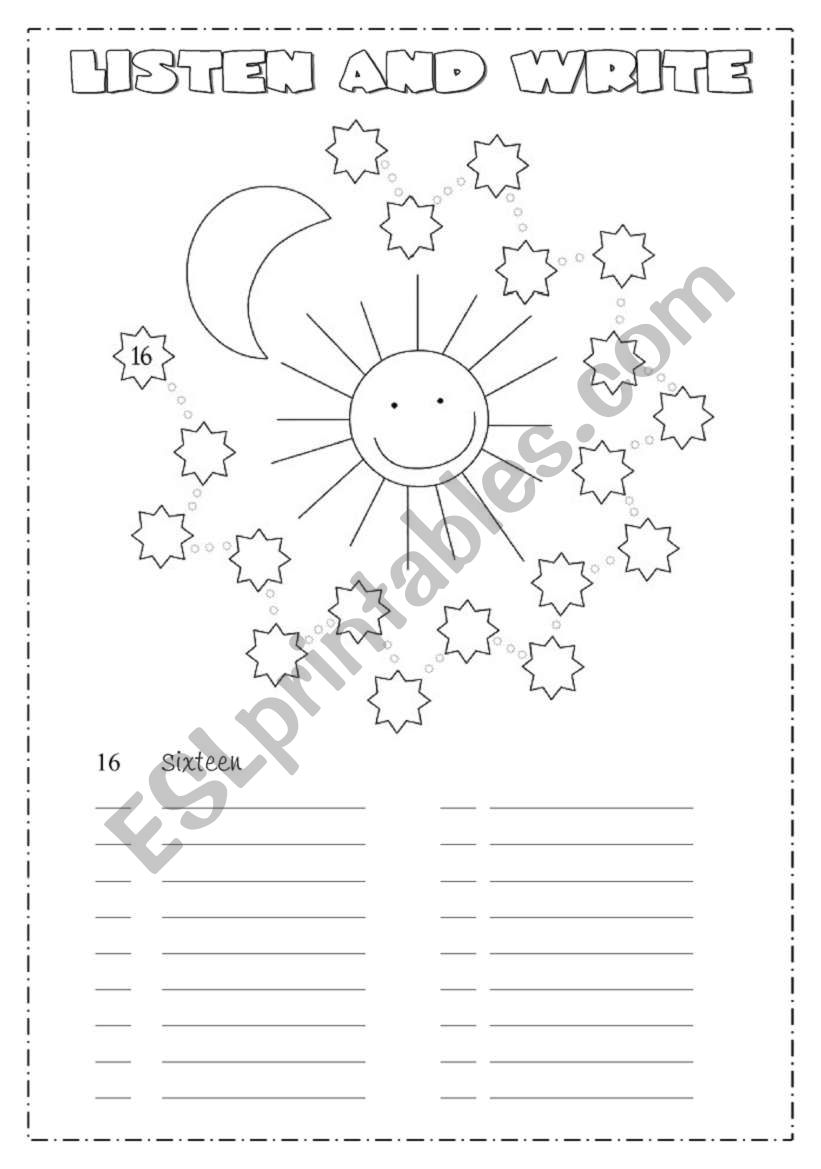Numbers from 1 - 100 worksheet