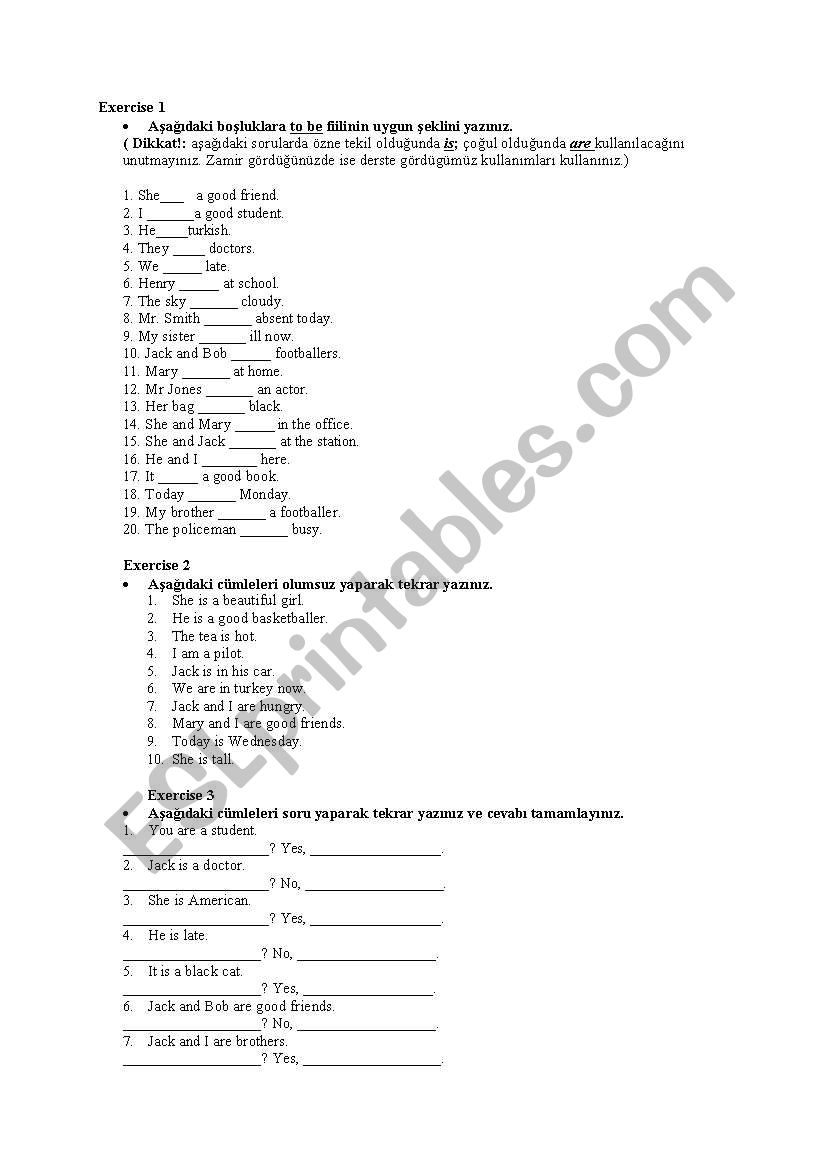 to be ( am , is , are ) worksheet