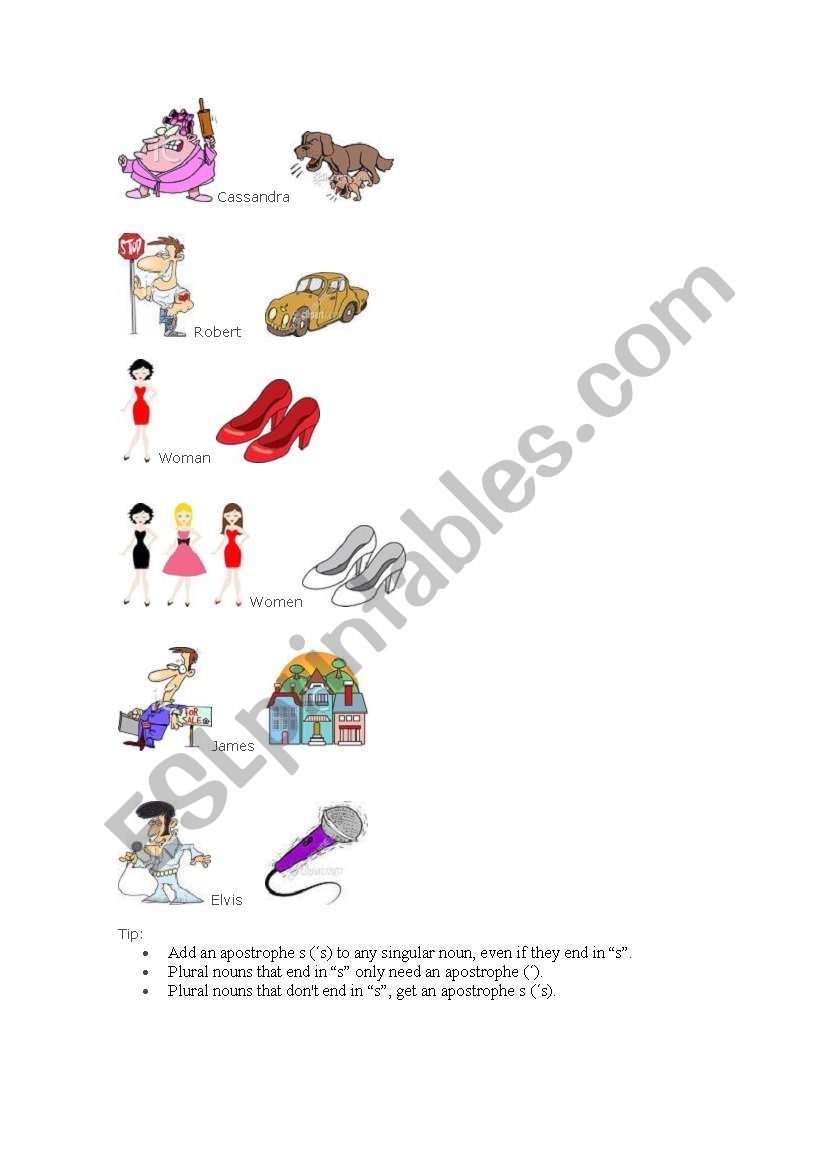 Possessive s worksheet