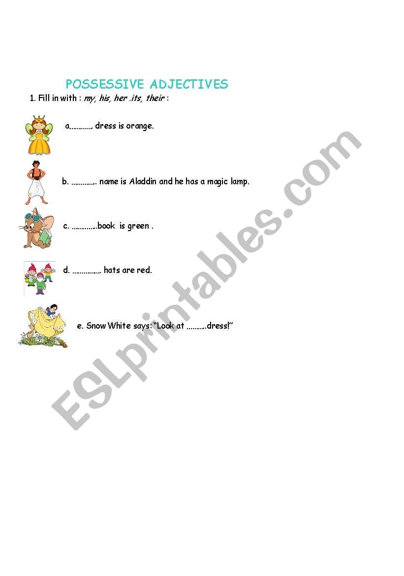 possessive adjectives worksheet