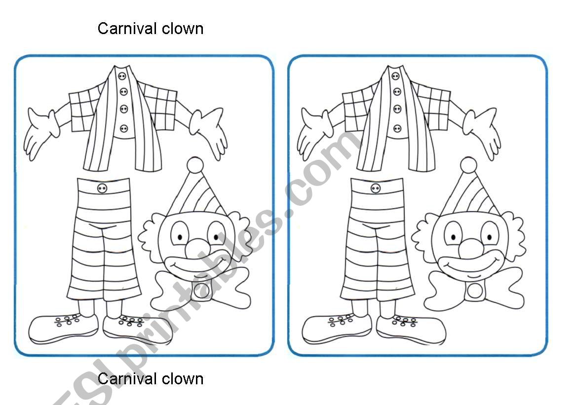 Carnival clown worksheet