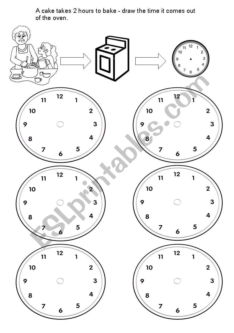 Time problems - 2 hours later worksheet