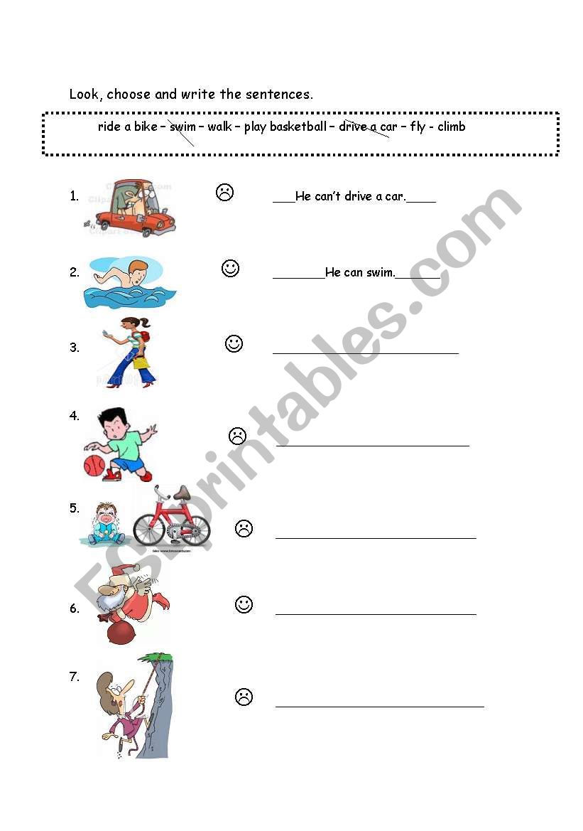 Can Can´t Esl Worksheet By Syrenne