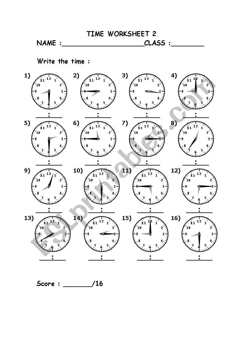 time worksheet 2 esl worksheet by samantaesl