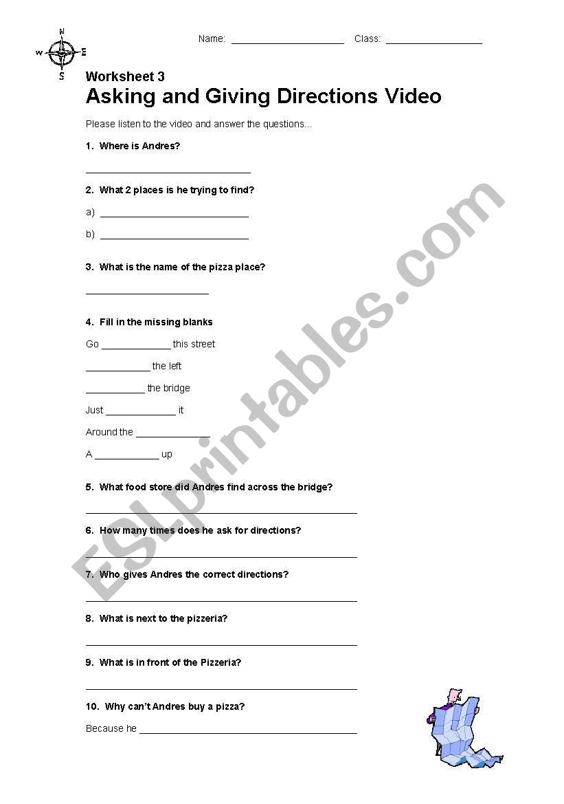 Asking and Giving Direction Video Worksheet