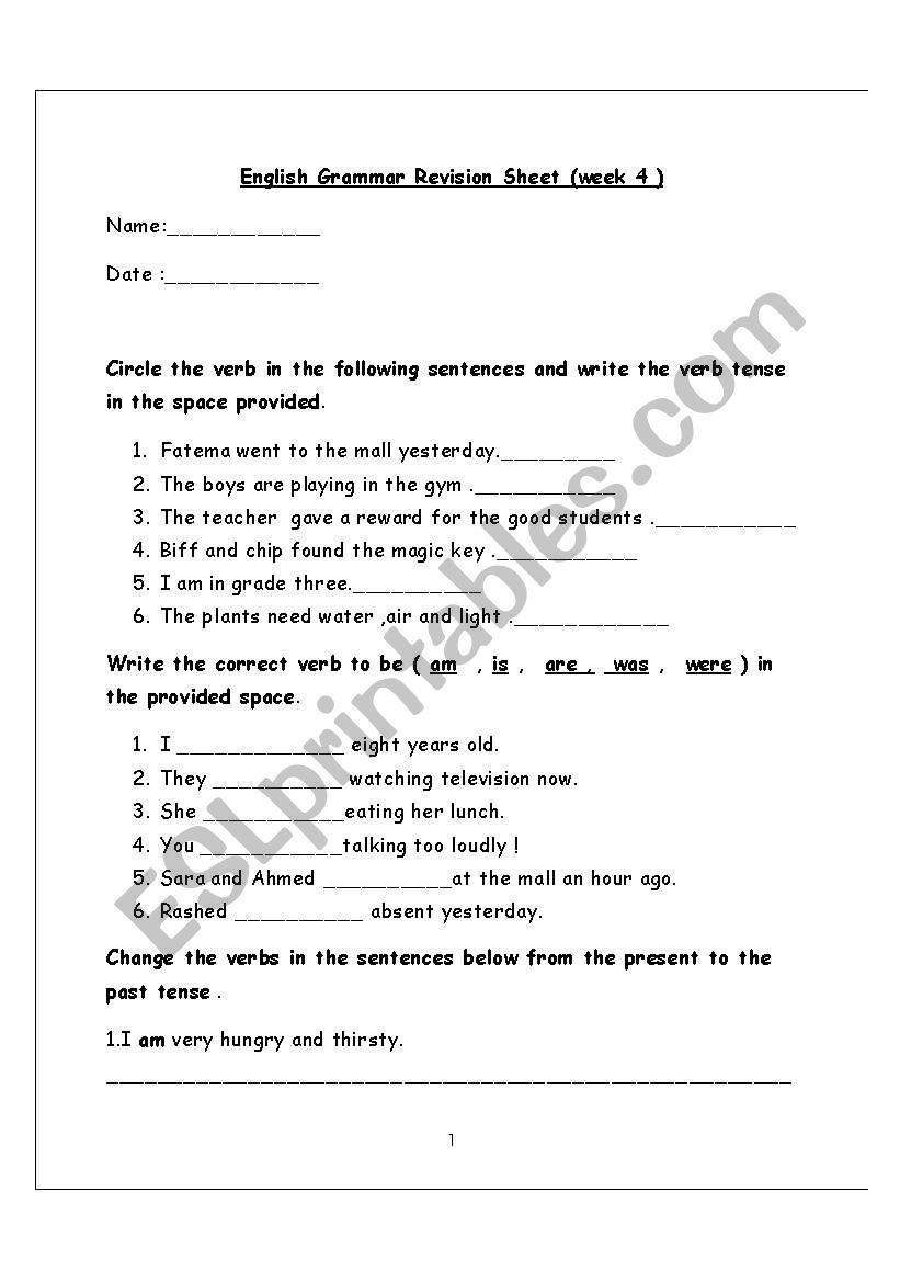 present and past verbs worksheet