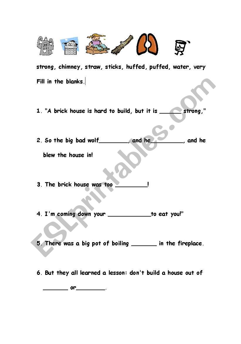 The Three little pigs worksheet