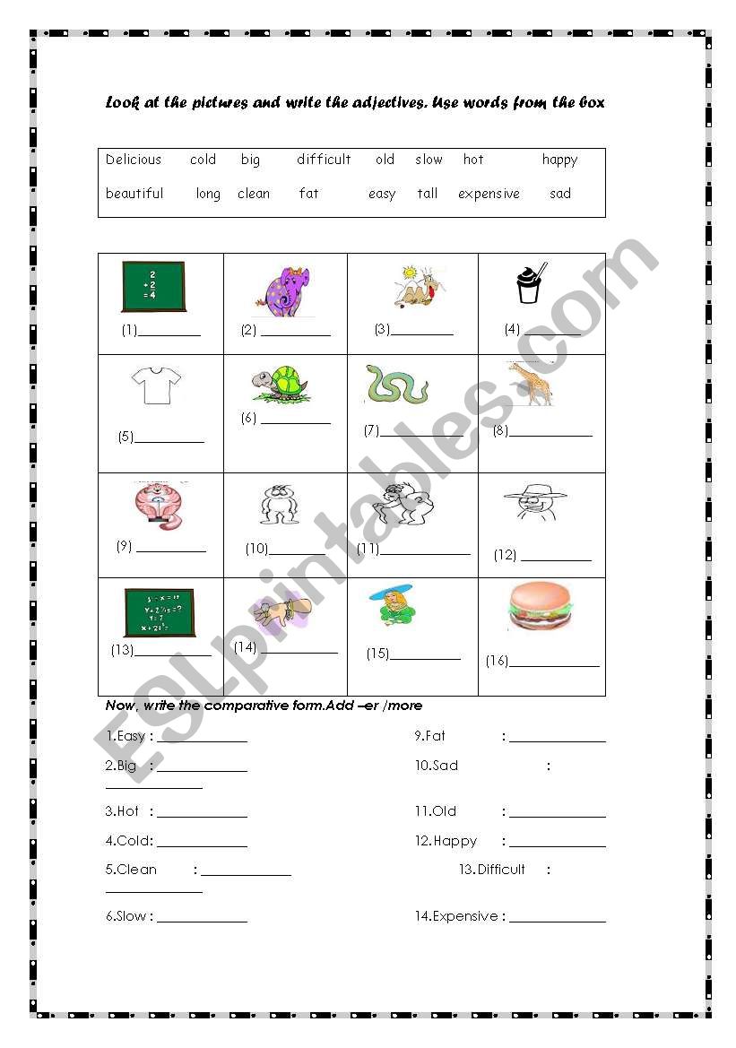 Blank Comparison Worksheet Kindergarten