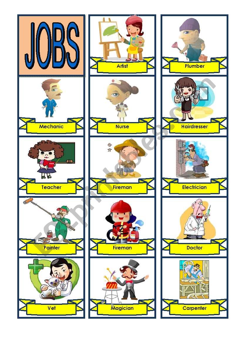 Jobs craft (3 pages) - ESL worksheet by lidiab