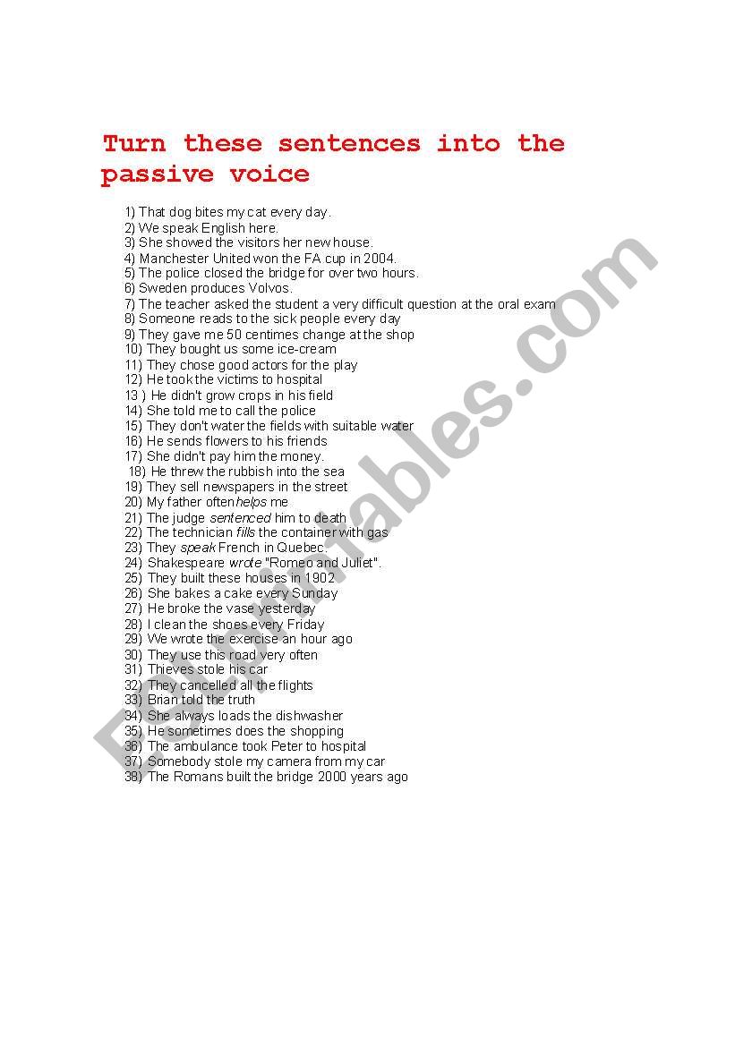 Passive worksheet