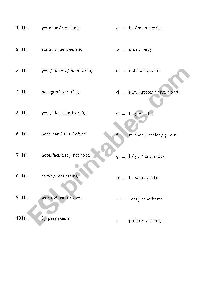 English worksheets: first conditional puzzles