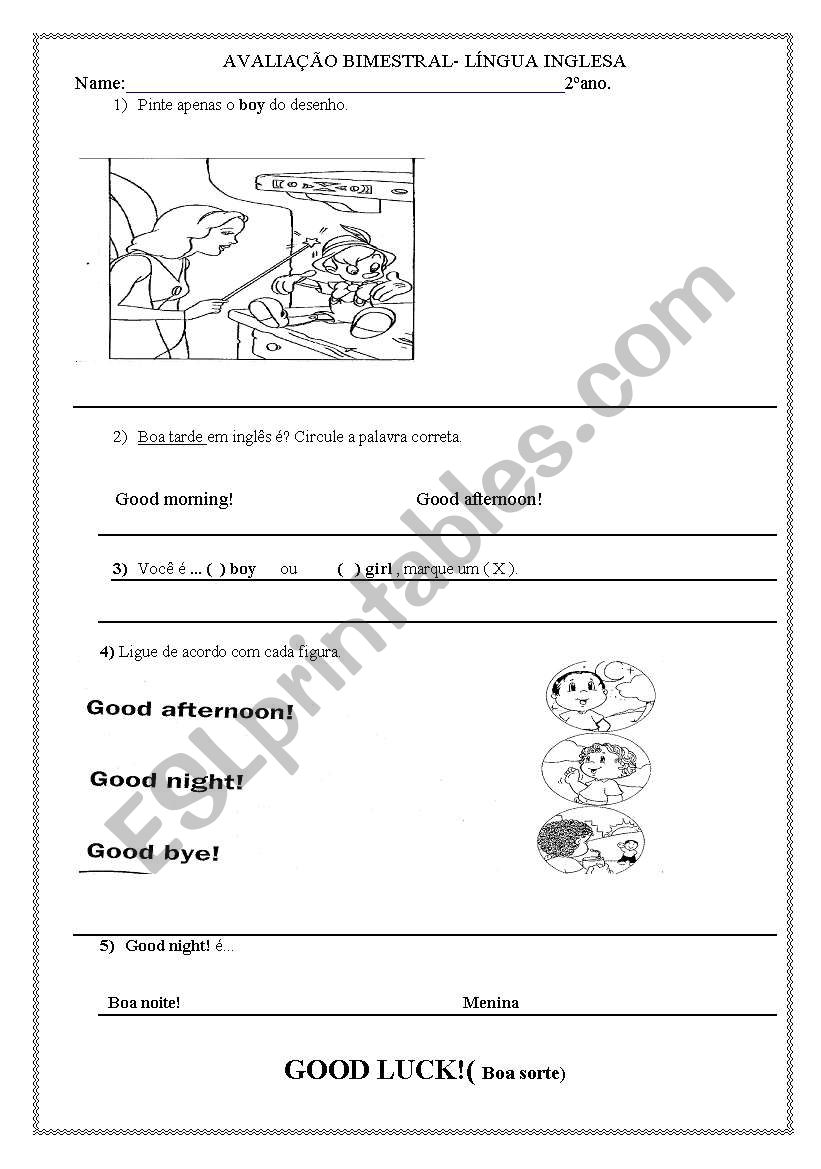 primary test worksheet