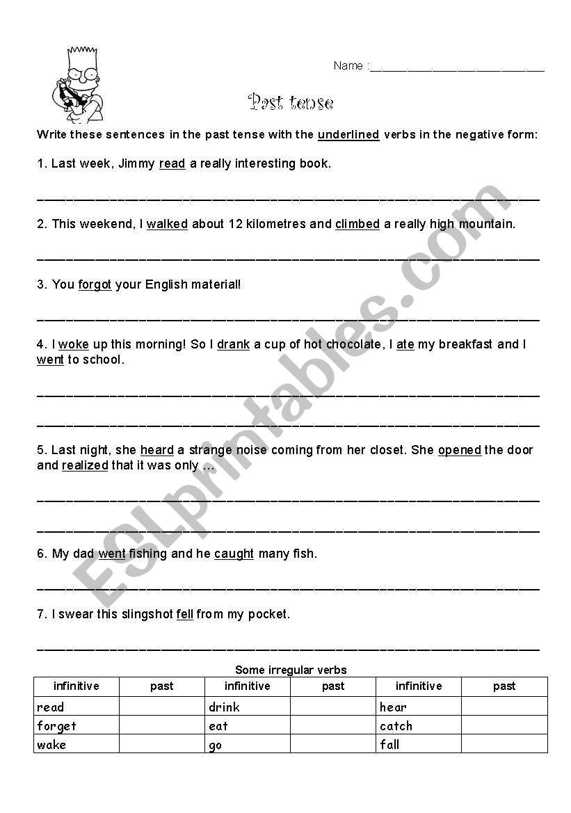 English Worksheets Simple Past Negative Form