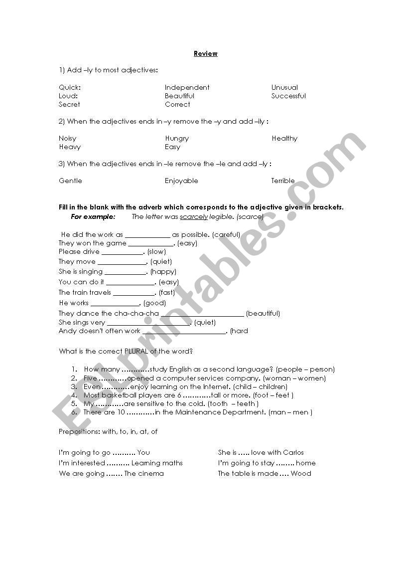 Adjectives worksheet