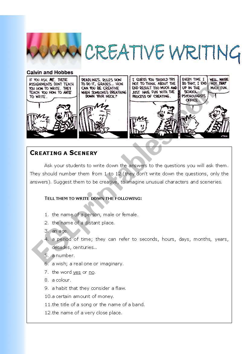 creative writing ideas esl