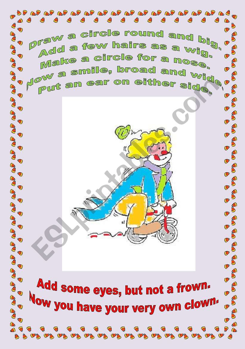 clown poem worksheet