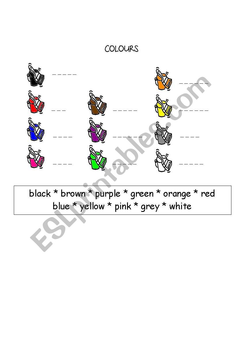 colours worksheet