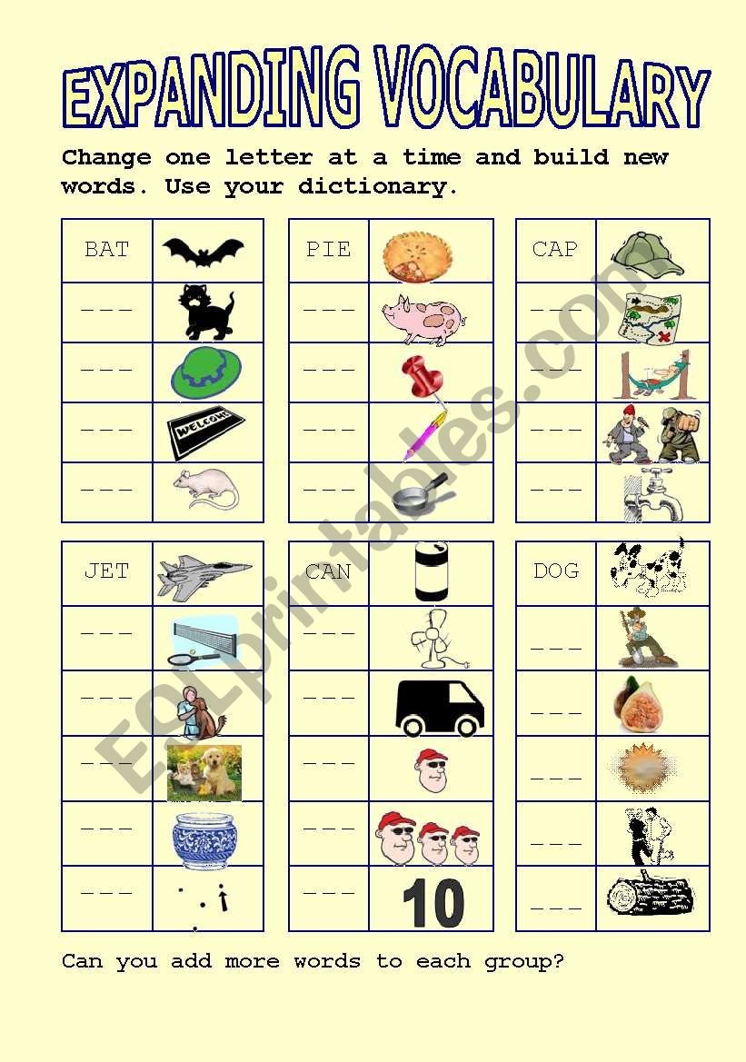 Expanding Vocabulary ESL Worksheet By Genita