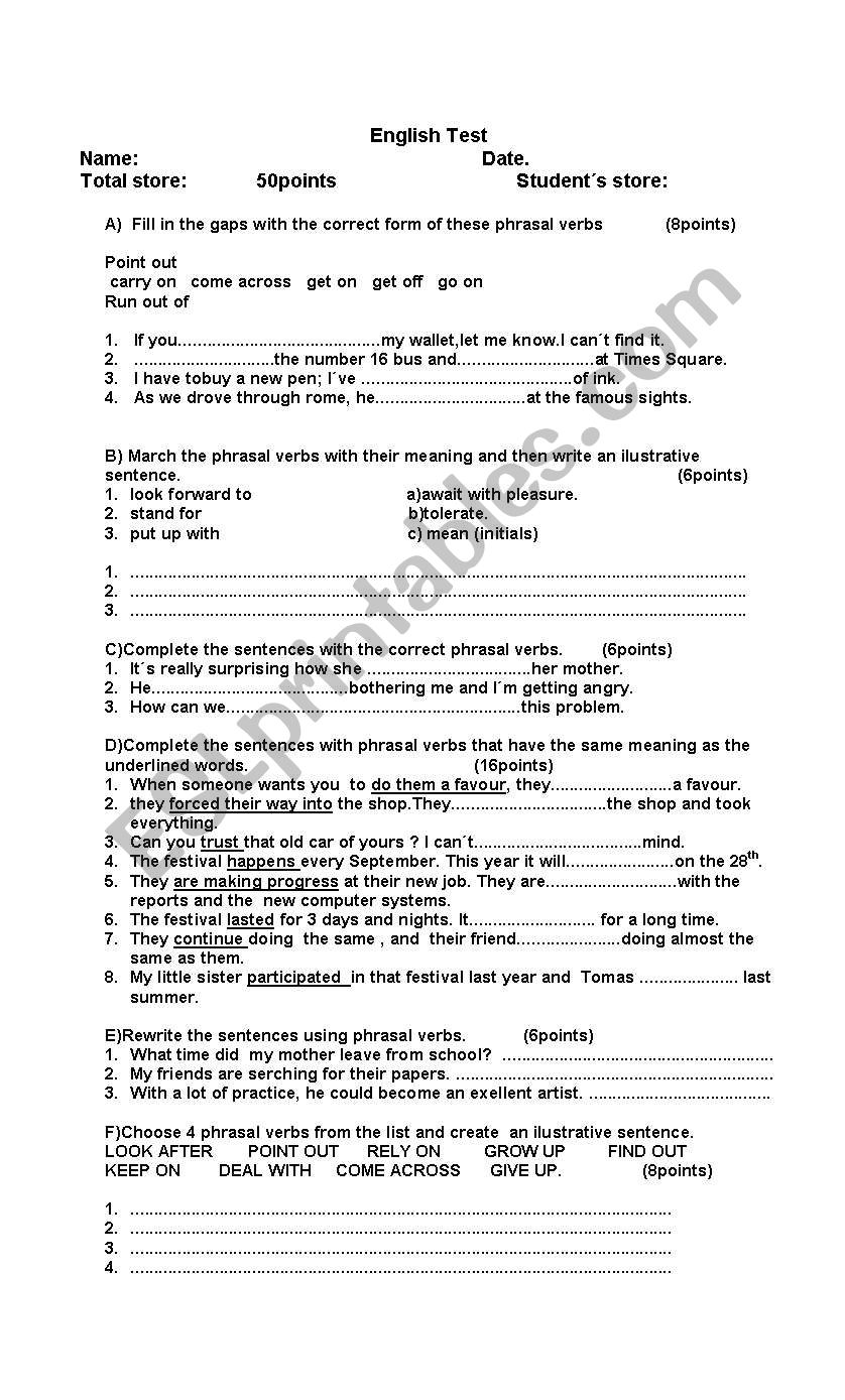 TEST REVIEW worksheet