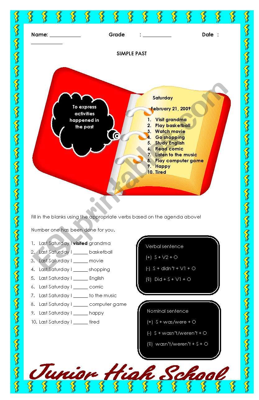 simple past tense worksheet