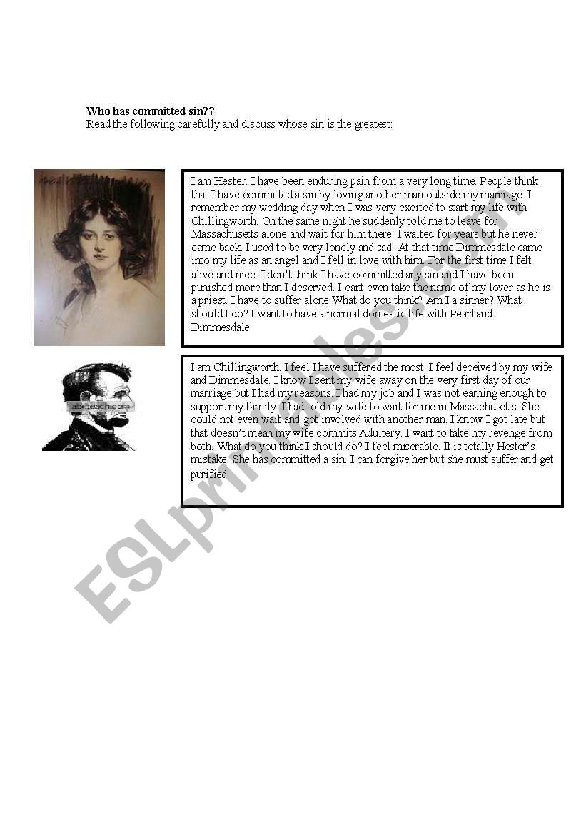 English Worksheets The Scarlet Letter 2 4