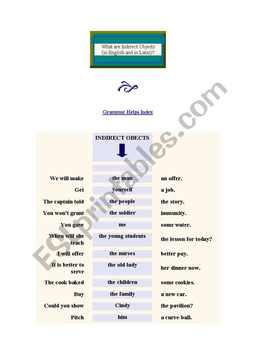 Direct and indirect objects worksheet