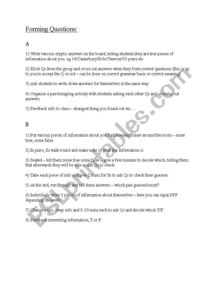 Warming exercies worksheet