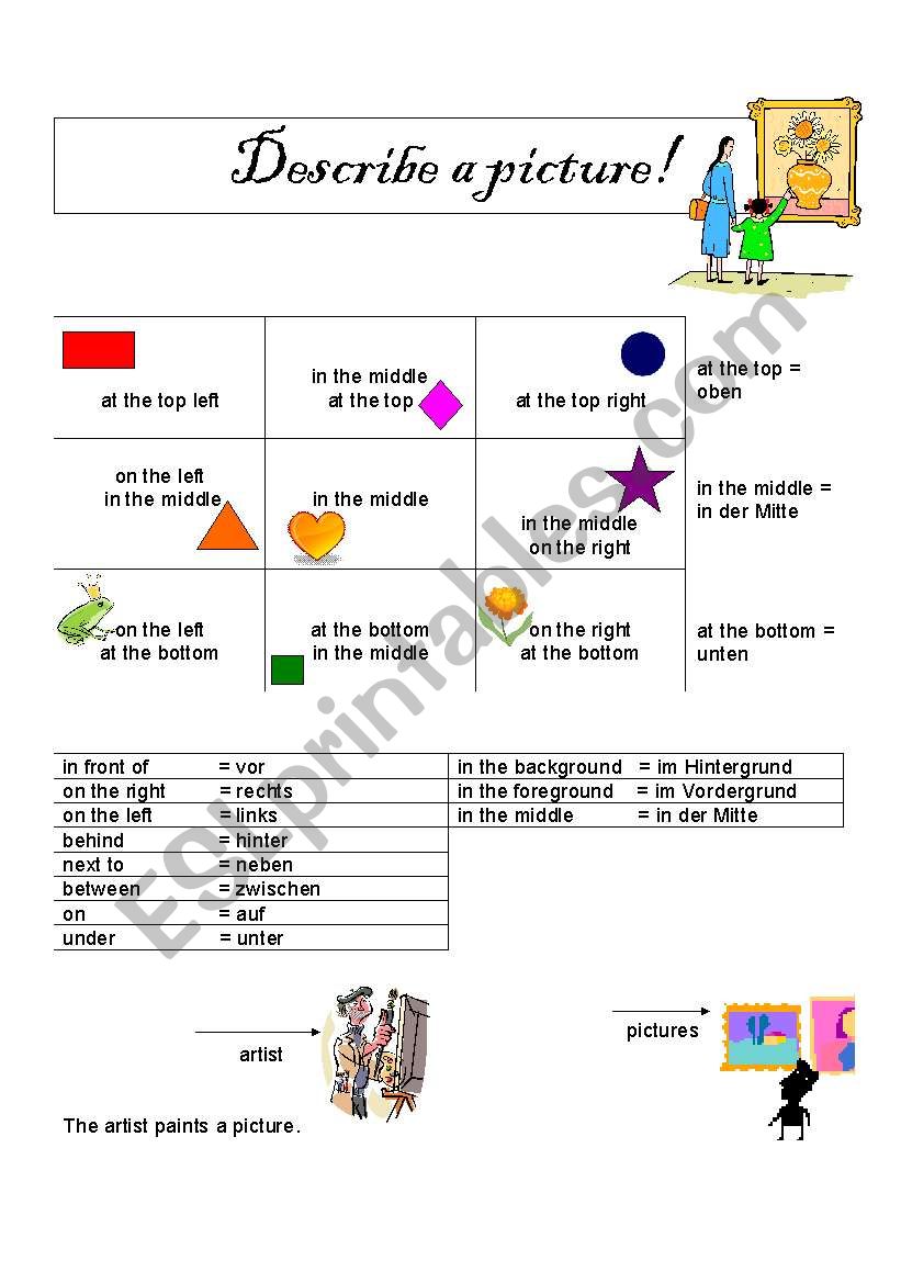 Describe a picture! worksheet