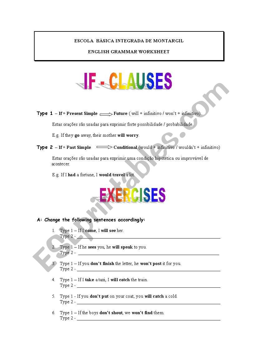 If- Clauses worksheet