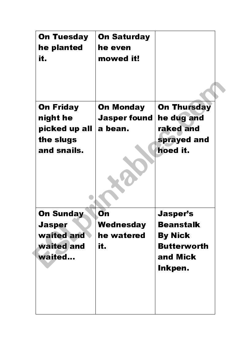 Jaspers Beanstalk worksheet