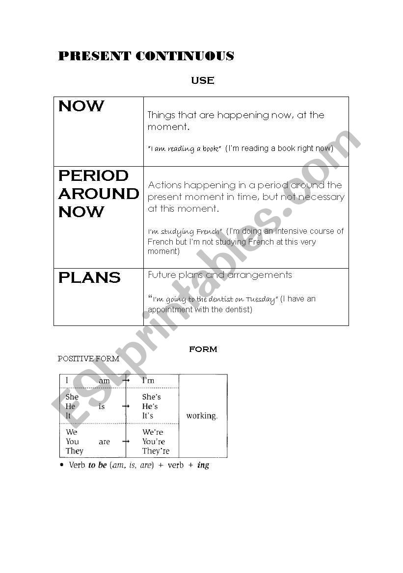 present continuous worksheet