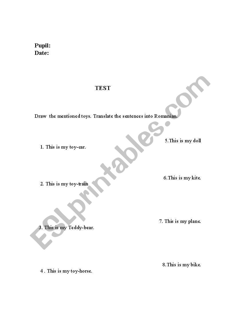 test worksheet