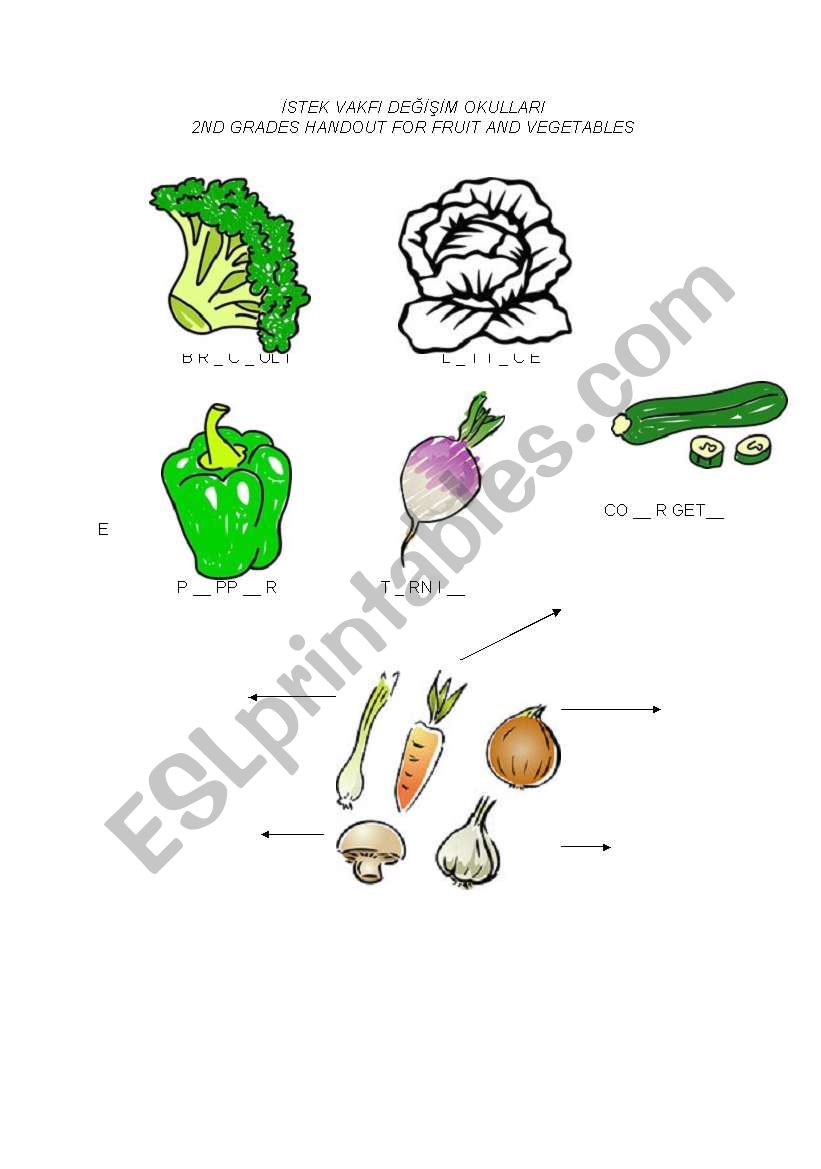 VEGETABLES worksheet