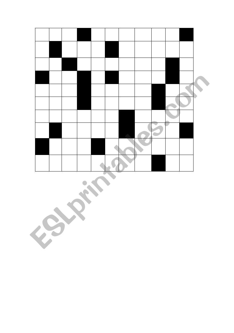Computer crossword: empty worksheet
