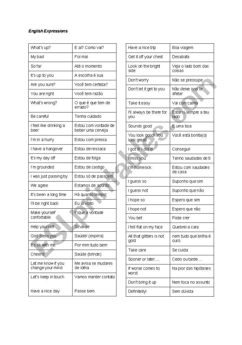 English Expressions worksheet