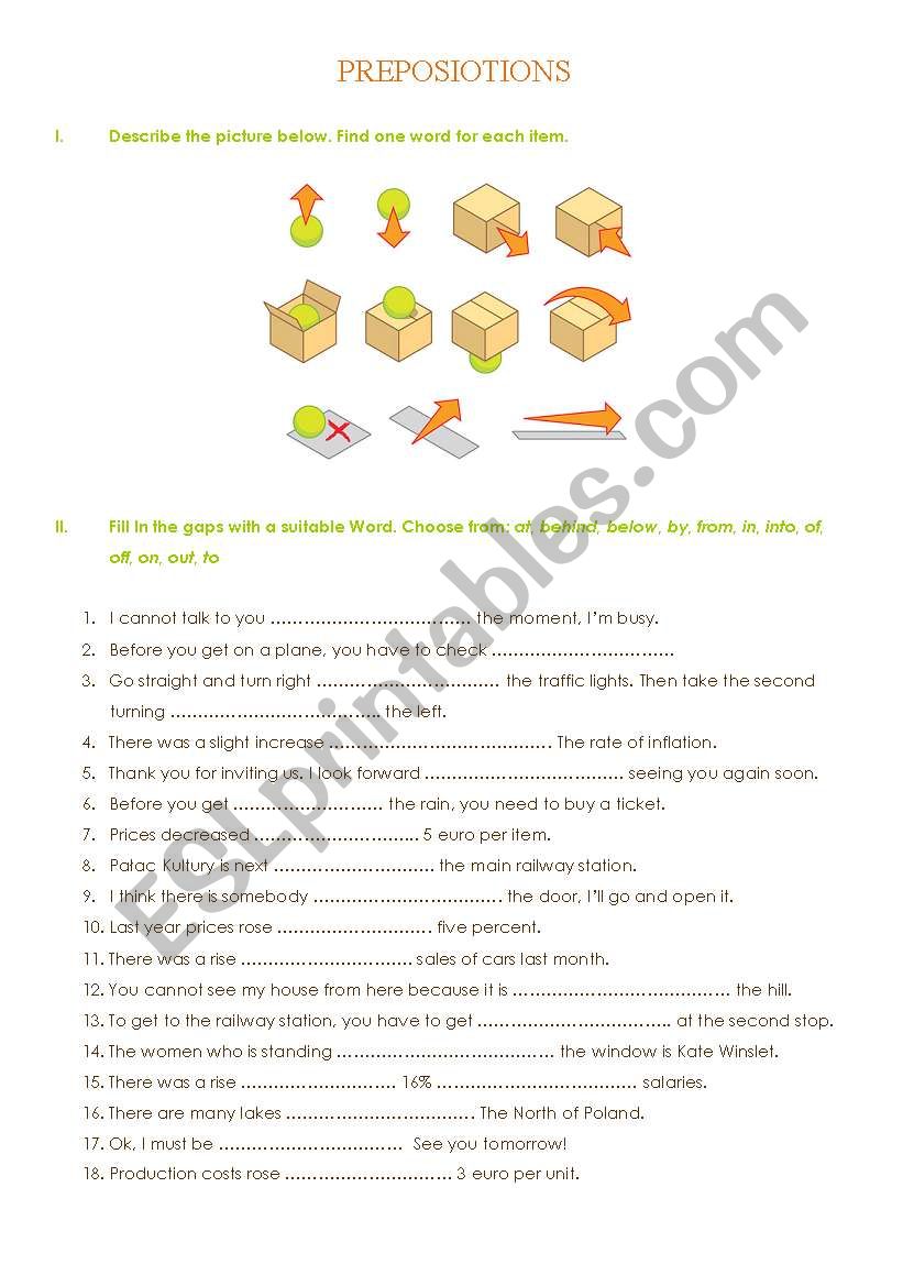 prepositions worksheet