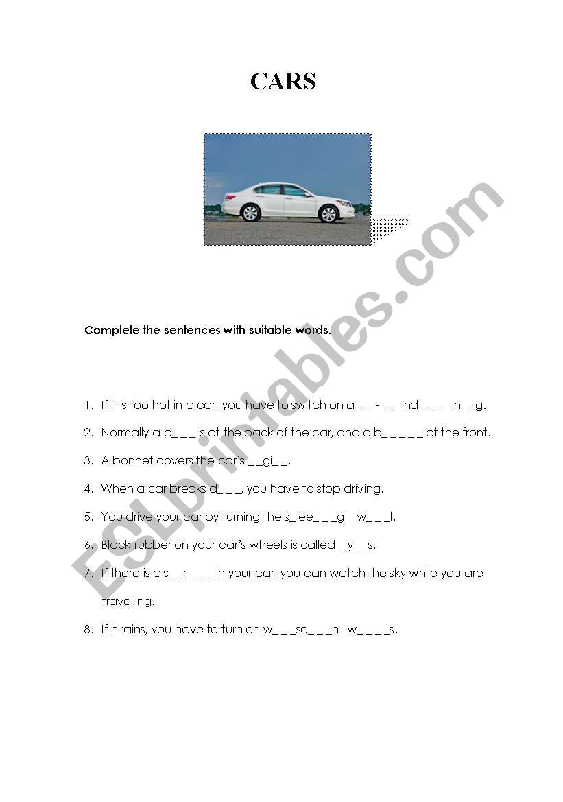 car worksheet