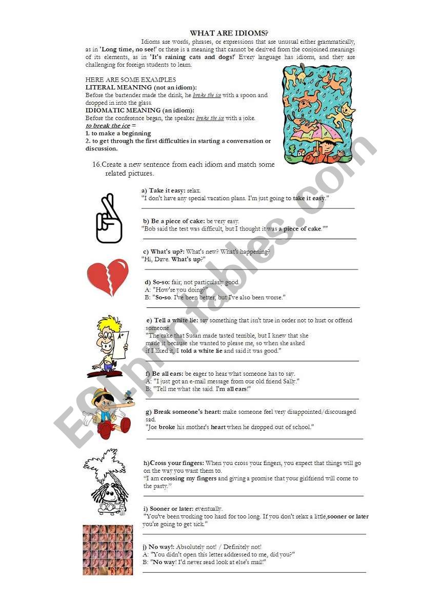 Idioms worksheet