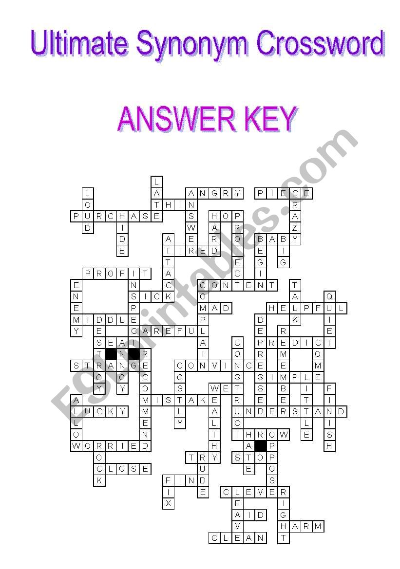 189979 1 Ultimate Synonym Crossword ANSWER KEY 