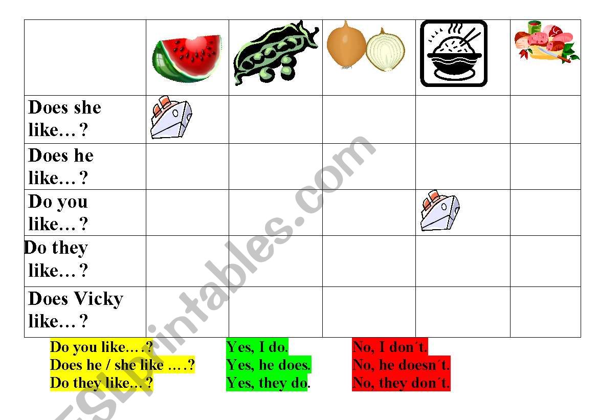 Battleships Game:  Food  worksheet