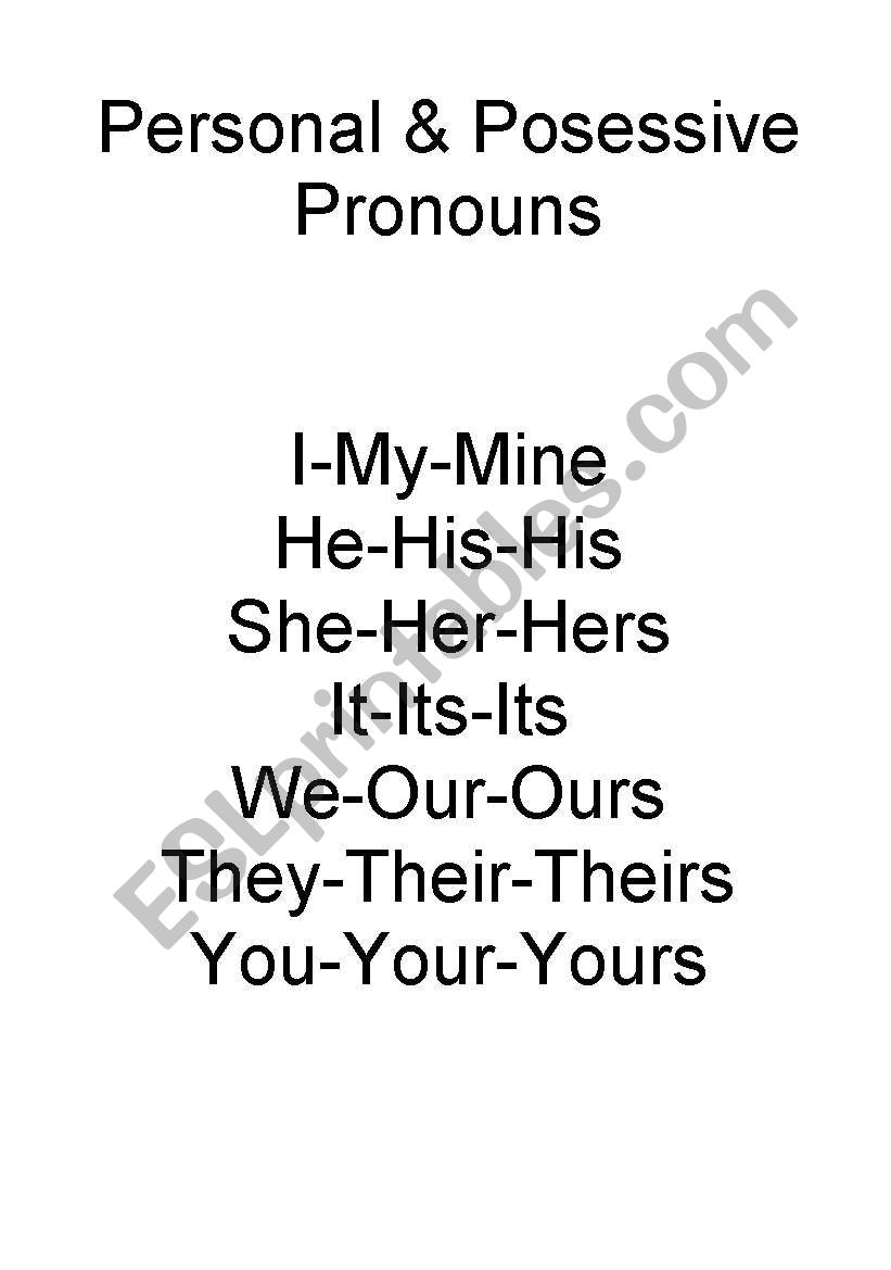 Personal & Posessive Pronouns worksheet