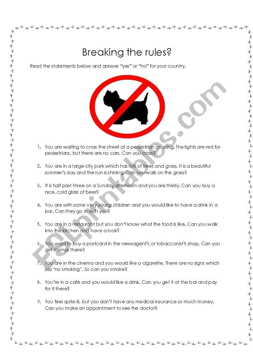  Breaking the Rules worksheet