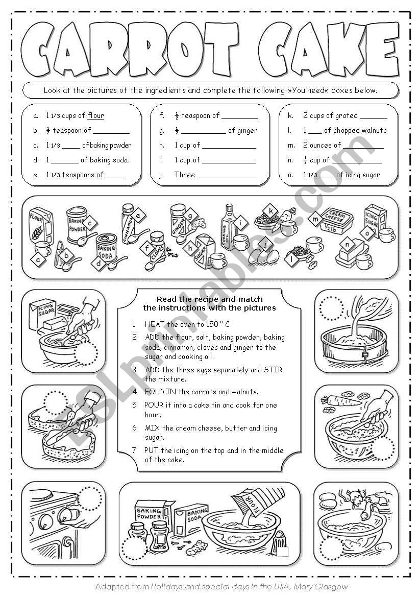 Carrot Cake Recipe worksheet