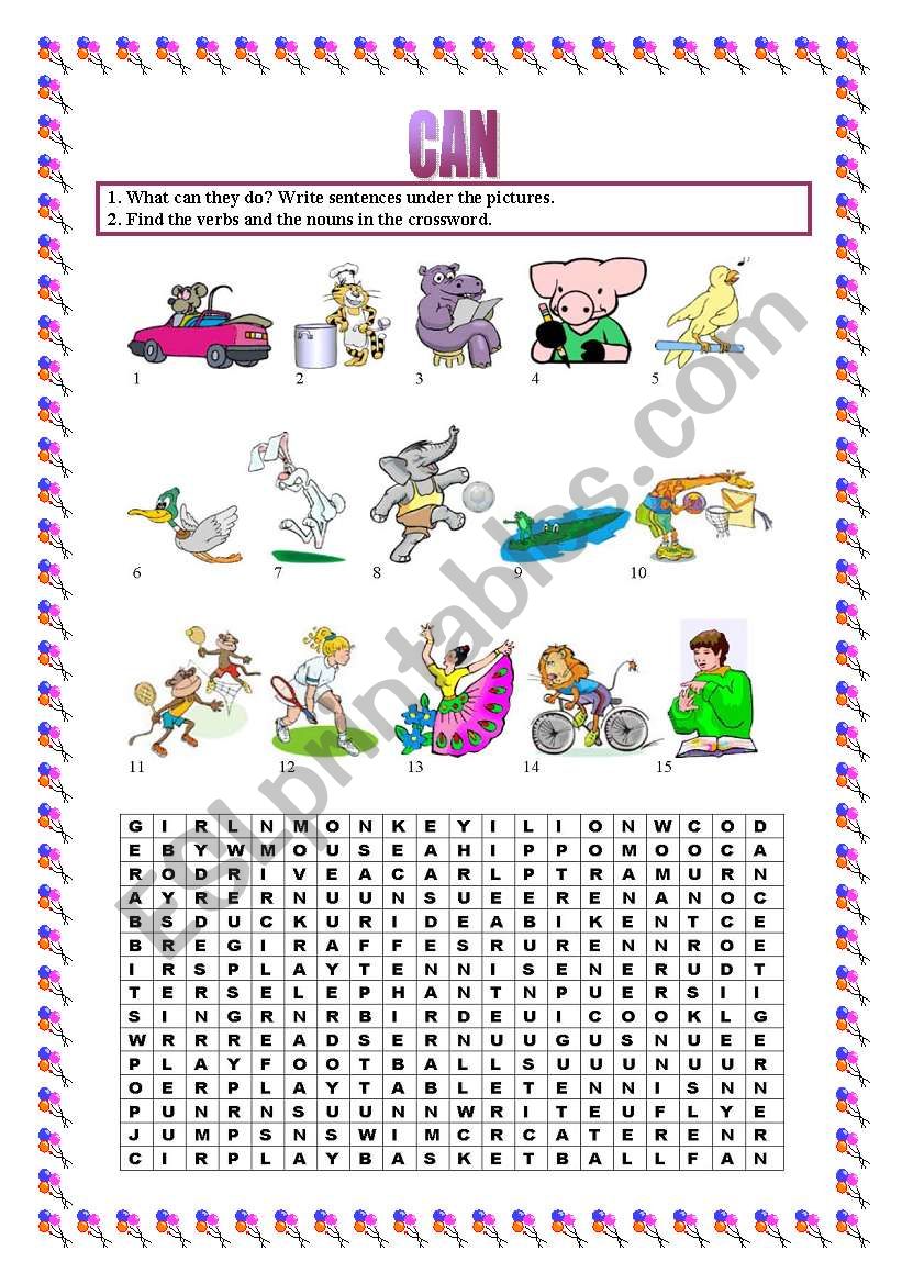 CAN -What can they do? worksheet