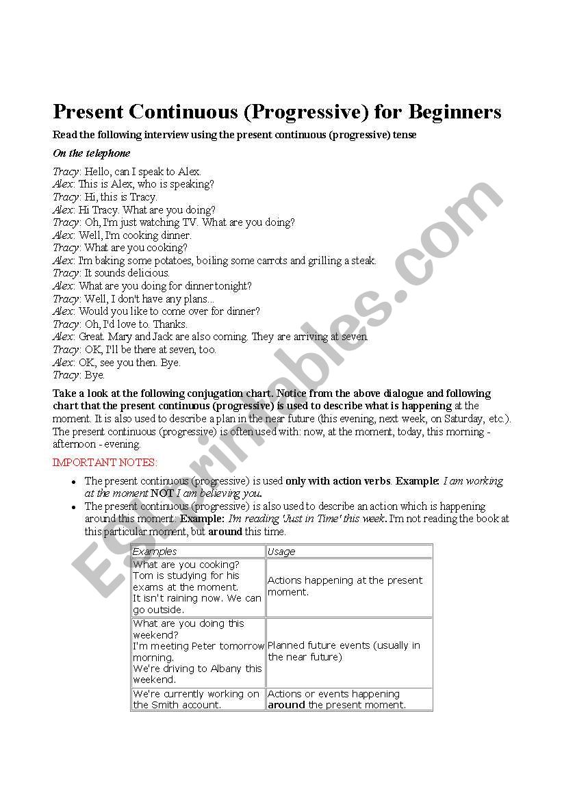 Present con. Tense worksheet