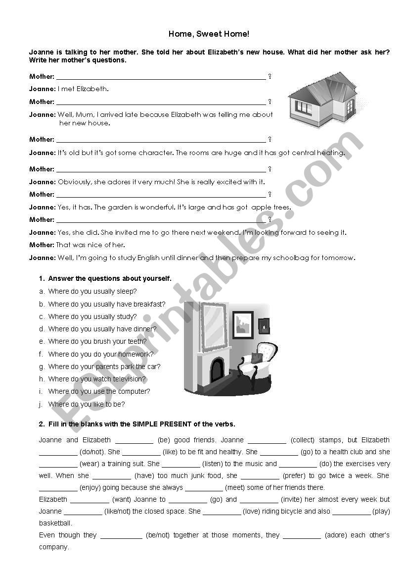 home sweet home worksheet