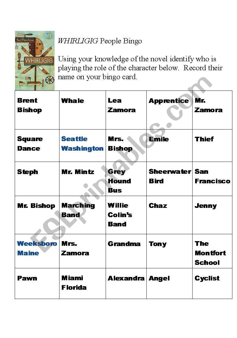 Whirligig People Bingo worksheet