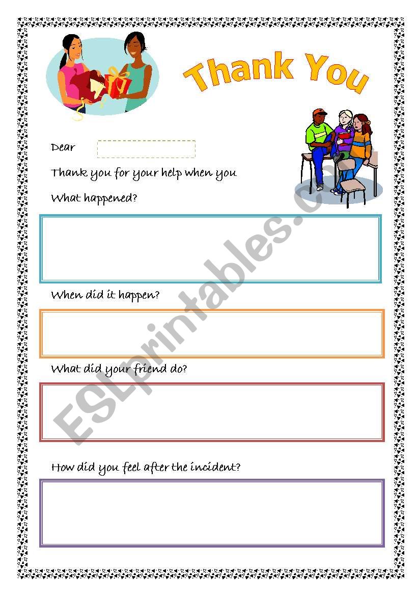 A Thank You Template worksheet
