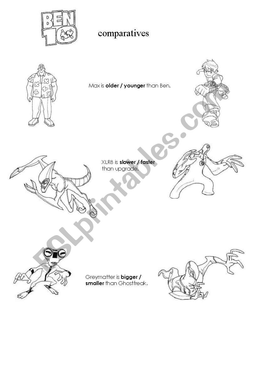 Comparatives Ben 10 worksheet